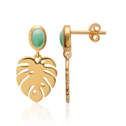 Boucle d'oreilles Pendantes femme plaqué or serti clos - Y555550