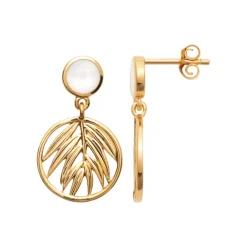 Boucle d'oreilles Pendantes femme plaqué or nacre - Y56W604