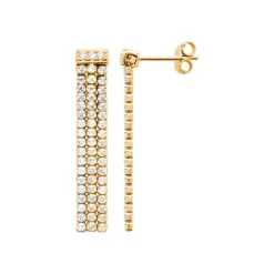 Boucle d'oreilles Pendantes femme plaqué or blanc serti griffe - Y5565Z0