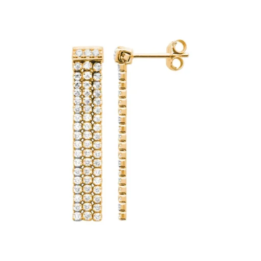Boucle d'oreilles Pendantes femme plaqué or blanc serti griffe - Y5565Z0