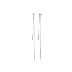 Boucle d'oreilles Pendantes femme argent rhodié blanc serti clos - Z53VYZ0