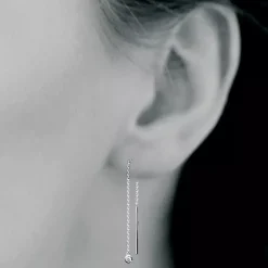 Boucle d'oreilles Pendantes femme argent rhodié blanc serti clos porté spécial - Z53WYZ0