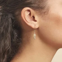 Boucle d'oreilles Pendantes femme plaqué or feuillage - Y5Y6U00