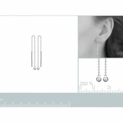 Boucle d'oreilles Pendantes femme argent rhodié blanc serti clos porté spécial - Z53WYZ0