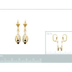 Boucle d'oreilles Pendantes femme plaqué or saphir serti griffe - Y3530Z43
