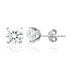 Boucles d'oreille Puces Oxydes mixte argent rhodié serti griffe classique - Z5055Z0V
