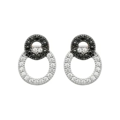 Boucles d'oreille femme argent rhodié teinté serti griffe - Z5ZV40W