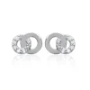 Boucles d'oreille femme argent rhodié blanc serti griffe double cercle - Z4UZ5Z0