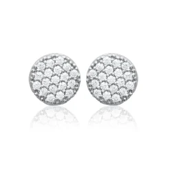 Boucles d'oreille femme argent rhodié blanc serti griffe rond - Z4UY0Z0