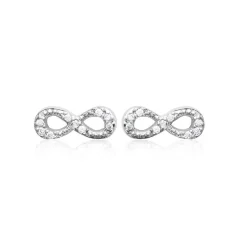Boucles d'oreille femme argent rhodié blanc serti infini griffe - Z4U46Z0