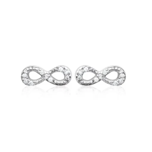 Boucles d'oreille femme argent rhodié blanc serti infini griffe - Z4U46Z0