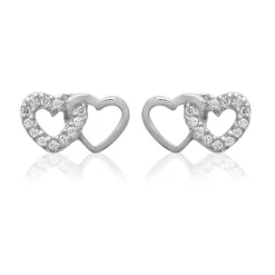Boucles d'oreille femme argent rhodié blanc serti griffe cœur - Z36Y5Z0