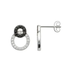 Boucles d'oreille femme argent rhodié teinté serti griffe - Z5ZV40W