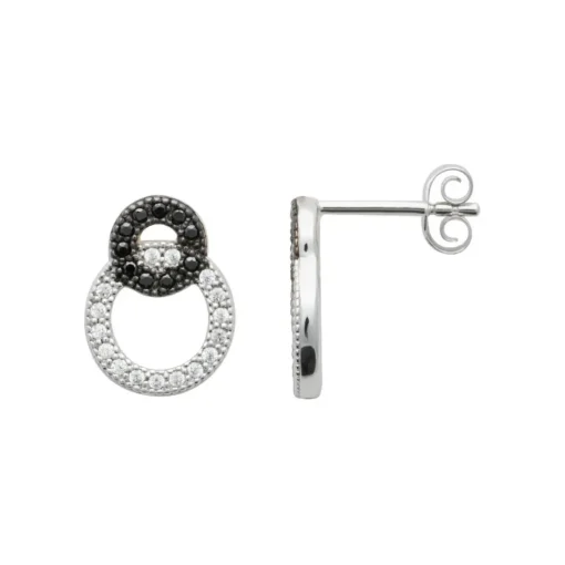 Boucles d'oreille femme argent rhodié teinté serti griffe - Z5ZV40W