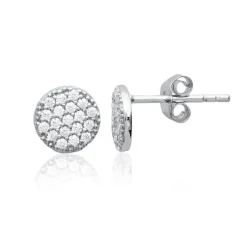 Boucles d'oreille femme argent rhodié blanc serti griffe rond - Z4UY0Z0