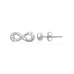 Boucles d'oreille femme argent rhodié blanc serti infini griffe - Z4U46Z0