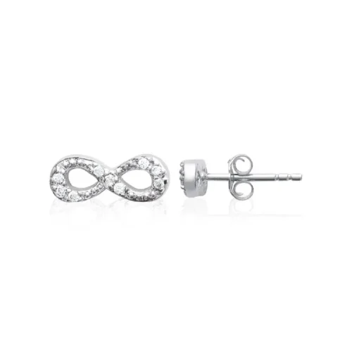 Boucles d'oreille femme argent rhodié blanc serti infini griffe - Z4U46Z0
