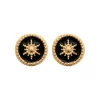 Boucles d'oreille femme plaqué or laque noir - Y563U0W