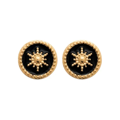 Boucles d'oreille femme plaqué or laque noir - Y563U0W