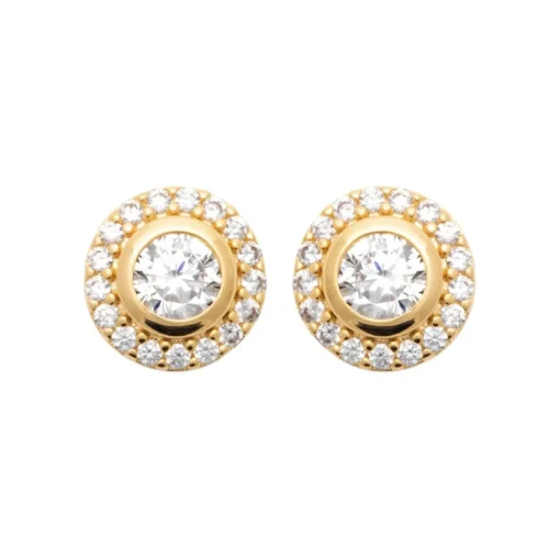 Boucles d'oreille femme plaqué or blanc serti griffe rond serti - Y5W43Z0