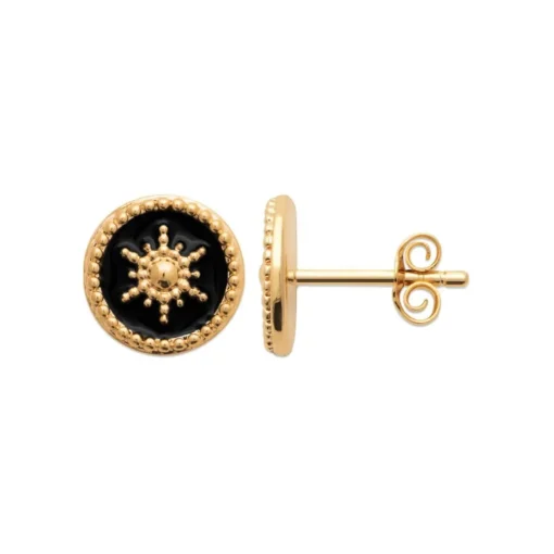Boucles d'oreille femme plaqué or laque noir - Y563U0W