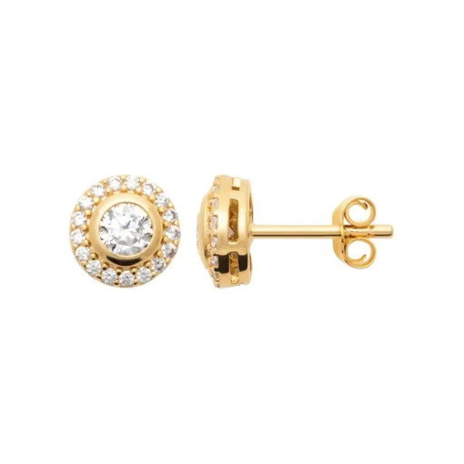Boucles d'oreille femme plaqué or blanc serti griffe rond serti - Y5W43Z0