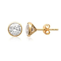 Boucles d'oreille femme plaqué or serti clos classique - Y5ZZ5Z06