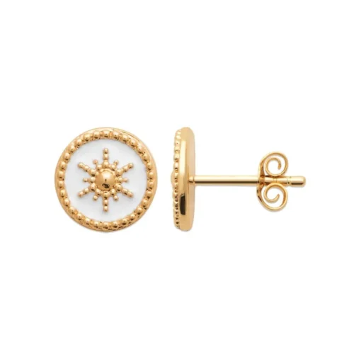 Boucles d'oreille femme plaqué or laque blanc - Y563UZ0
