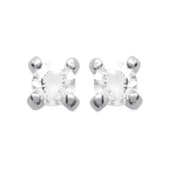 Boucles d'oreille mixte argent rhodié serti 4 griffes rhodie - Z5055Z0Y