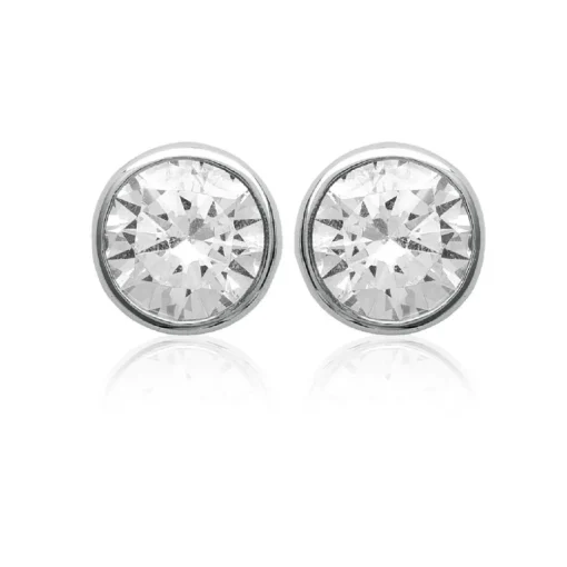 Boucles d'oreille mixte argent rhodié serti clos classique - Z5ZZ5Z06