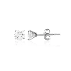 Boucles d'oreille mixte argent rhodié serti griffe classique - Z5055Z04