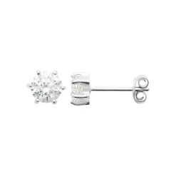 Boucles d'oreille mixte argent rhodié blanc serti griffe - Z0YZ5366Z