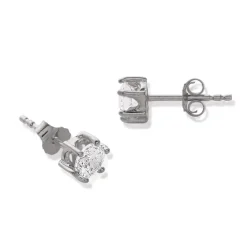 Boucles d'oreille mixte argent rhodié blanc serti griffe - Z0YZ5365Z