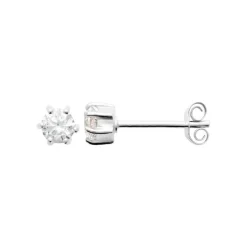 Boucles d'oreille mixte argent rhodié blanc serti griffe serti griffe classique - Z0YZ5364Z