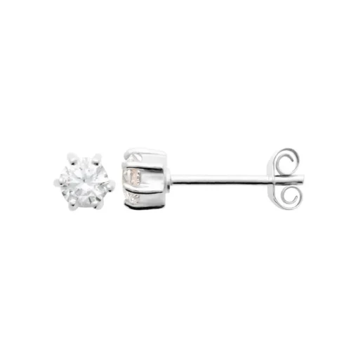 Boucles d'oreille mixte argent rhodié blanc serti griffe serti griffe classique - Z0YZ5364Z