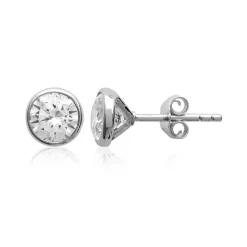 Boucles d'oreille mixte argent rhodié serti clos classique - Z5ZZ5Z06
