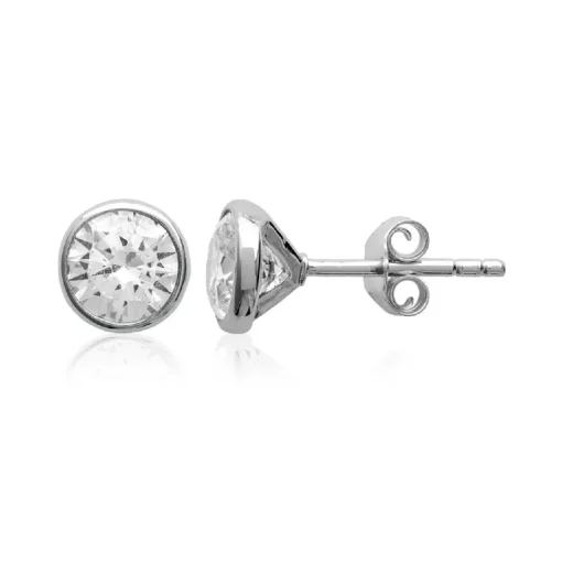 Boucles d'oreille mixte argent rhodié serti clos classique - Z5ZZ5Z06