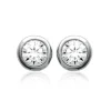 Boucles d'oreille Puce mixte argent rhodié serti clos classique - Z5ZZ5Z03