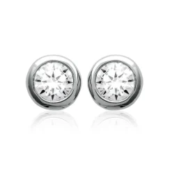 Boucles d'oreille Puce mixte argent rhodié serti clos classique - Z5ZZ5Z03