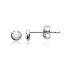 Boucles d'oreille Puce mixte argent rhodié serti clos classique - Z5ZZ5Z03