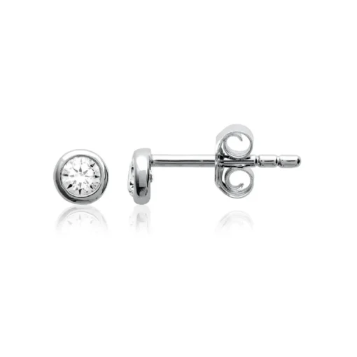 Boucles d'oreille Puce mixte argent rhodié serti clos classique - Z5ZZ5Z03
