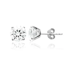 Boucles d'oreille Puces Oxydes mixte argent rhodié serti griffe classique - Z5055Z06