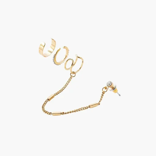 Boucles D'oreilles Balaboosté Cuff D'oreille Avec Stud Strass - 3502456299313 Métal Doré