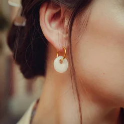 Boucles d'oreilles Blima en pierres Jade blanche