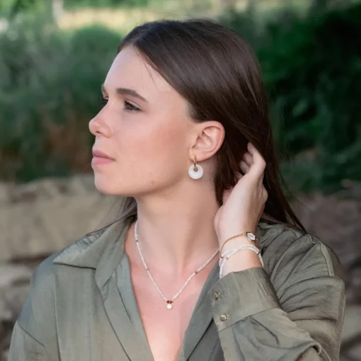 Boucles d'oreilles Blima en pierres Jade blanche