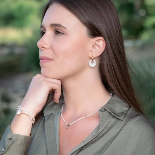 Boucles d'oreilles Blima en pierres Jade blanche