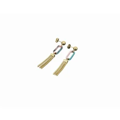 Boucles D'Oreilles Boheme Acier Doré Et Résine