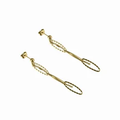 Boucles D'Oreilles Charme Acier Doré Multi Chaines