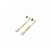 Boucles D'Oreilles Charme Acier Doré Perle D'Eau Douce Et Chaine