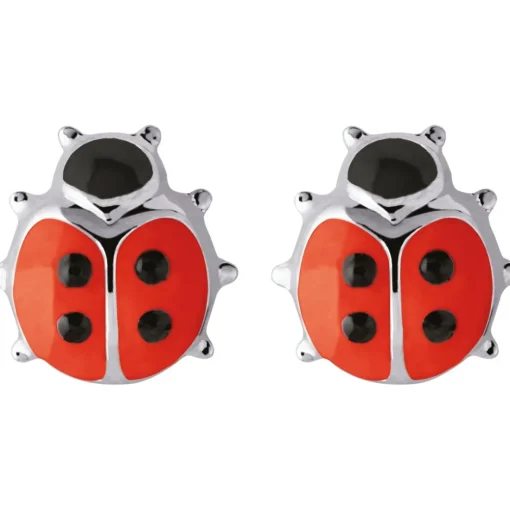Boucles d'oreilles Coccinelles rouges en argent rhodié & laqué
